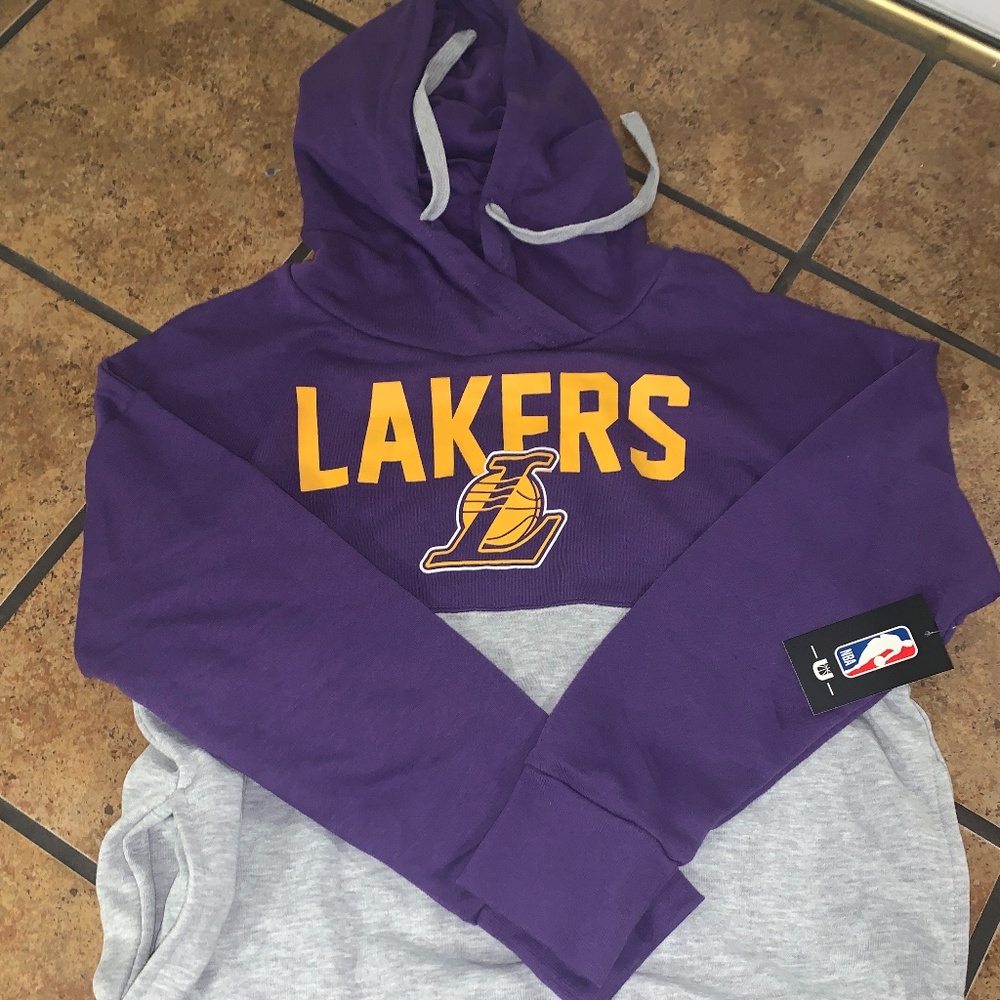 Los Angeles Lakers Unisex Purple & Gray Hoddie Large NWT